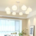 Contemporary Metal Living Room Chandelier with Glass Lampshade