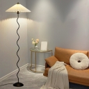 Modern Metal Pleated Floor Lamp with Fabric Lampshade for Living Room