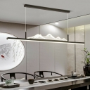Modern Simple Metal Dining Room Island Light with Integrated Led