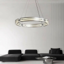 Modern Metal Hanging Cord Living Room Chandelier with Glass Lampshade