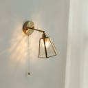 Modern Metal Bedroom Wall Light Fixture with Glass Lampshade