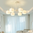 Modern Glass Lampshade Chandelier with Downrod for Living Room