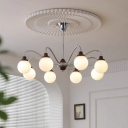 Modern Globe Shape Metal Chandelier with Glass Lampshade for Living Room