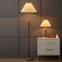 Contemporary Metal Pleated Shape Floor Lamp with Fabric Lampshade
