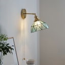 Scandinavian Retro Pull Wall Lamp with Glass Lampshade for Living Room