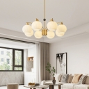 Modern Simple Pumpkin Living Room Chandelier with Glass Lampshade