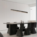 Strip Vitreous Shade Kitchen Island Lighting Adapted for Led Light Fixture in a Minimalist Style, Adaptable Hanging Length