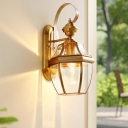 Ambient Transparent Vitreous Outdoor Wall Light Adapted for LED/Incandescent/Fluorescent, Transparent Glass Shade Wall Lamp