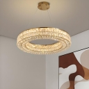 Modern Adjustable Height Crystal Chandelier Light with Crystal Component Adapted for Led Light Fixture with Rock Crystal Shade