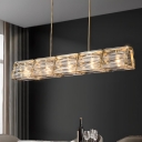 Modern Flexible Hanging Length Fixed Wiring Drop Rod Surrounding Kitchen Island Linear Pendant with Vitreous Shade