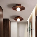 1 Light Semi-Flush Mount Ceiling Lamp for Residential Use with Lampshade and Plume Fixture Adapted for Bi-pin in a Trendy Style