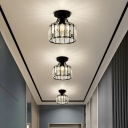 Tube-shaped Object  Semi Flush Ceiling Lighting with Rock Crystal Shade in a Modern Style