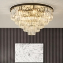 Modern Flush Mount Rock Crystal Ceiling Lighting for Residential Use Adapted for LED/Incandescent/Fluorescent with Crystal Component and Metal Fixture