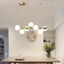 Art Deco Fixed Wiring Globe Light Above Kitchen Island with Vitreous Shade Adapted for Bi-pin