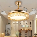 Contemporary Led Metal Ceiling Fans with Acrylic Lampshade for Living Room
