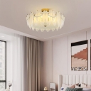 Semi Flush Direct Connection Ceiling Fixture for Residential Use with Metal Fixture and Glass Shade