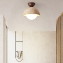1 Light  Semi Flush Stone Ceiling Sconce with Sintered Stone Shade in a Modern Style