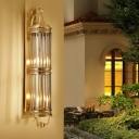 Outdoor Use Transparent Glass LED/Incandescent/Fluorescent Wall Sconce with Ambient Vitreous Cover