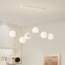 6 Lights Hardwired Ball Synthetic Island Light in a Simplistic Style, Adjustable Suspension Length