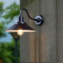 1 Light Ferruginous Shade Cone Down Wall Light Adapted for LED/Incandescent/Fluorescent for Outdoor, Fixed Wiring