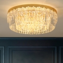 Modern Flushmount Alloy & Crystal Ceiling Lamp Adapted for LED/Incandescent/Fluorescent with Crystal Component for Residential Use, Battery Operated