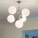 Modern Hanging Rod Opalescent Glass Light Chandelier for Living Room