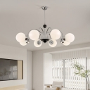 Hanging Rod Sunburst Background Chandelier Light with Glass Shade for Residential Use Adapted, Adjustable Height