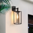 Cylinder Clear Glass Wall Sconce for Outdoor Adapted for LED/Incandescent/Fluorescent with Ink Fixture and Clear Vitreous Shade