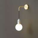 Modern Ball White Vitreous Enclosure Wall Light Adapted for Bi-pin, Matte Glass