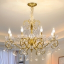 Candelabra Rock Crystal Chandelier Light with Metal Fixture in a Modern Style, Adjustable Height
