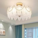 Fixed Wiring Semi Flush Mount Metal & Vitreous Ceiling Lamp for Residential Use Adapted for LED/Incandescent/Fluorescent in a Casual Style