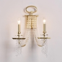 2 Lights Candelabra Crystal Wall Sconce for Indoor Adapted for LED/Incandescent/Fluorescent for Residential Use, Fixed Wiring