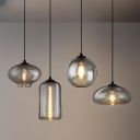 Modern 1 Light Adjustable Hanging Length Pendant Light with Glass Lampshade