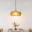 Modern Adjustable Hanging Length Pendant Light with Solid Wood Shade for Residential Use