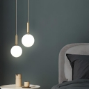 Adjustable Hanging Length Thread Globe Opalescent Glass Pendant Lamp