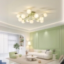 Minimalist Ceiling Light for Residential Use, Compatible with LED/Incandescent/Fluorescent, Semi Flush Mount with Vitreous Shade