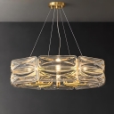 Adjustable Height Thread Fixed Wiring Chandelier Light with Transparent Glass Enclosure for Residential Use, Vitreous