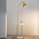 Sitting Room Modish Ferruginous Shade Floor Lamp with Storage Shelf & Foot Switch