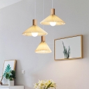 Fixed Wiring Indoor Crimped Shape Ceiling Lamp with Textile Shade, Variable Hanging Length