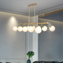 Modish Globe Pendant Rod Hanging Light Over Kitchen Table with Surrounding Shades, Adapted for Bi-pin, Hardwired