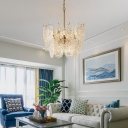 Residential Use 2 Tiers Vitreous Tier Chandelier with Surrounding Shade Direction on Chain, Adjustable Height