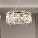 Fixed Wiring Adjustable Height Faceted Crystal Cord Light Chandelier with Rock Crystal Shade for Residential Use in a Modern Style, Crystal Component