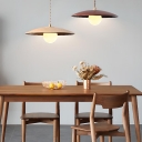 Modern 1 Light Adjustable Hanging Length Wood Pendant Light for Bedroom