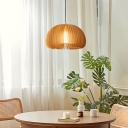 Wood Grain Ceiling Light with String Mount Solid Wood Shade, for Residential Use, Includes Lampshade