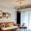 Adjustable Height Metal Candelabra Hanging Light for Living Room