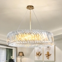 K9 Crystal Glass Modern Simple Style Crystal Lampshade Chandelier Light, Adjustable Height