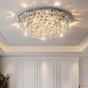 Modern Simple Style Hardwired Crystal Flushmount Flush Mount Light for Living Room
