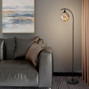 1 Light Vitreous & Metal Traditional Floor Lamp with Foot Switch for Residential Use Adapted for LED/Incandescent/Fluorescent, Switch Included
