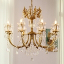 Candelabra Crystal Pendant Light with Alloy Fixture in a Modern Style, Adjustable Height