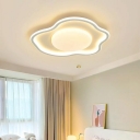 Modish Metal Ceiling Sconce for Residential Use, LED Light, Exposed Mount with Polymer Shade, Fixed Wiring